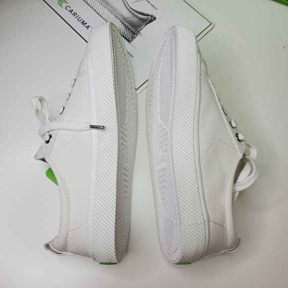 $120 NEW 9 CARIUMA OCA ALL WHITE SILVER TIP LOW CANVAS NEUTRAL SNEAKERS 40 NWT - Picture 6 of 10